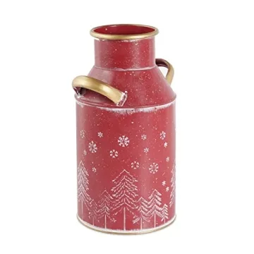 Putuo Decor Metal Flower Vase, 10" H Rustic Shabby Chic Galvanized Milk Can, Vintage Farmhouse Chris...