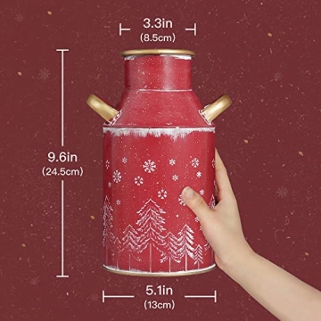 Putuo Decor Metal Flower Vase, 10" H Rustic Shabby Chic Galvanized Milk Can, Vintage Farmhouse Christmas Decorations Vases with Handle for Home Decor | Flowers Arrangements