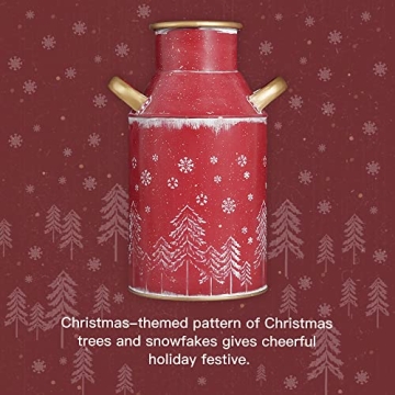 Putuo Decor Metal Flower Vase, 10" H Rustic Shabby Chic Galvanized Milk Can, Vintage Farmhouse Christmas Decorations Vases with Handle for Home Decor | Flowers Arrangements