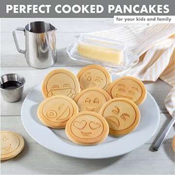 Good Cooking Non-Stick Emoji Smiley Face Pancake Pan w 7 Fun Mini Faces- Large Skillet Griddle Stove...