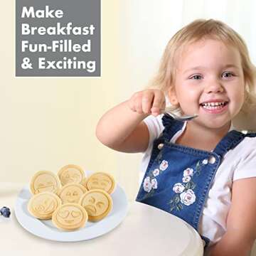 Good Cooking Non-Stick Emoji Smiley Face Pancake Pan w 7 Fun Mini Faces- Large Skillet Griddle Stovetop Makers - Pan Cakes for Kids Breakfast, Brunch, Parties, Birthday & Holiday Gift