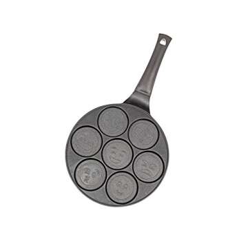Good Cooking Non-Stick Emoji Smiley Face Pancake Pan w 7 Fun Mini Faces- Large Skillet Griddle Stovetop Makers - Pan Cakes for Kids Breakfast, Brunch, Parties, Birthday & Holiday Gift