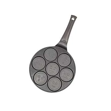 Good Cooking Non-Stick Emoji Smiley Face Pancake Pan w 7 Fun Mini Faces- Large Skillet Griddle Stovetop Makers - Pan Cakes for Kids Breakfast, Brunch, Parties, Birthday & Holiday Gift