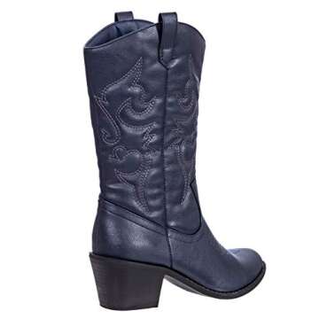 Charles Albert Womens Boot Embroidered Modern Western Cowboy, Navy (8) Cowboy_Style_Navy_8