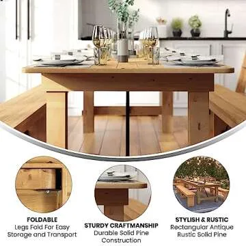 Flash Furniture Hercules Farmhouse Dining Table for 10