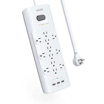 Anker Power Strip Surge Protector: 12 Outlets, 3 USB, 4000 Joules