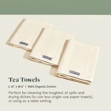 Caraway Tea Towels - Reusable Dish Towels - Made from 100% Organic Cotton - Highly Absorbent & Lint-...