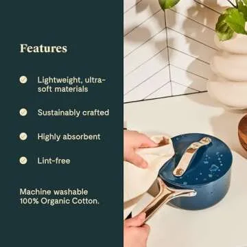 Caraway Tea Towels - Reusable Dish Towels - Made from 100% Organic Cotton - Highly Absorbent & Lint-Free - Perfect for Kitchen Cleanup or Table Setting - Extra Large Size - Cream