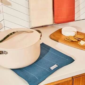 Caraway Tea Towels - Reusable Dish Towels - Made from 100% Organic Cotton - Highly Absorbent & Lint-Free - Perfect for Kitchen Cleanup or Table Setting - Extra Large Size - Cream