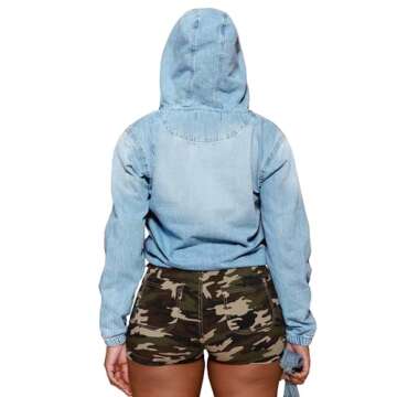 Aomice Women Half Zip Denim Hoodie Stylish Pullover