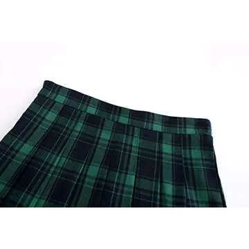 Stylish TONCHENGSD Women's High Waist Pleated Mini Skirt