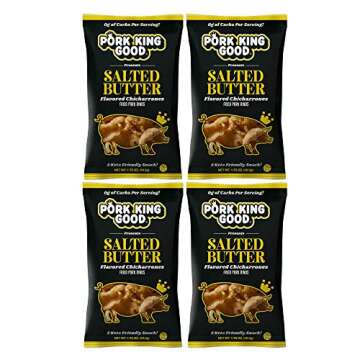 Pork King Good Salted Butter Pork Rinds (Chicharrones) (4 Pack) Keto Snacks