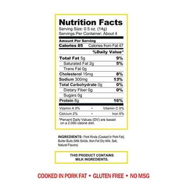 Pork King Good Salted Butter Pork Rinds (Chicharrones) (4 Pack) Keto Snacks