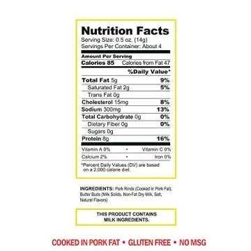 Pork King Good Salted Butter Pork Rinds (Chicharrones) (4 Pack) Keto Snacks