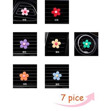 Flower Air Vent Clip 7 Pieces Car Air Vent Clips, Cute Car Flowers Interior Decoration,Car Charm Air Vent Accessories for Girls & Women (Flowers)