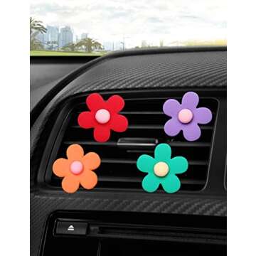 Flower Air Vent Clip 7 Pieces Car Air Vent Clips, Cute Car Flowers Interior Decoration,Car Charm Air Vent Accessories for Girls & Women (Flowers)