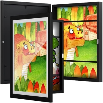 BAIJIALI Black Art Frames for Kids Artwork - 2 Packs with Storage for 150 Drawings