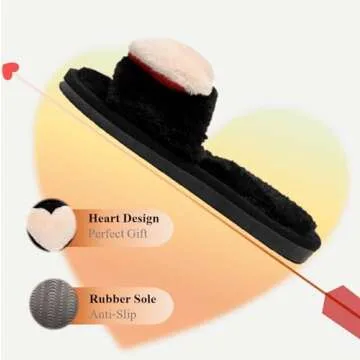 Crazy Lady Women's LOVE Slippers Fuzzy Fluffy Memory Foam House Shoes Open Toe Indoor and Outdoor