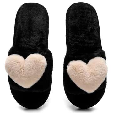 Crazy Lady Women's LOVE Slippers Fuzzy Fluffy Memory Foam House Shoes Open Toe Indoor and Outdoor
