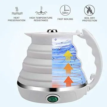 Portable Travel Kettle - ShineMe Food Grade Silicone Electric Kettle