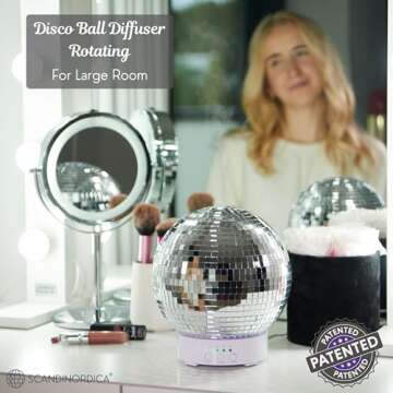 SCANDINORDICA Disco Ball Diffuser Rotating - 300ML Essential Oil Diffuser with Whisper Quiet Operati...
