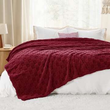 Bedsure Red Fleece Blanket for Couch - Super Soft Cozy King Blankets for Women, Cute Small Throws fo...