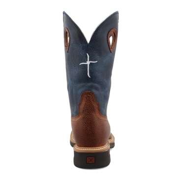 Twisted X Men's 12" Western Work Boot, Square Toe Steel Toe, Brown & Texas Flag, 11 D