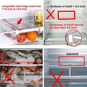 LALASTAR Fridge Drawers, 2-PACK Fridge Organizers and Storage Clear, Mini Refrigerator Organizer Bins with Handle, Fit for Fridge Shelf Under 0.6" (1-grid)