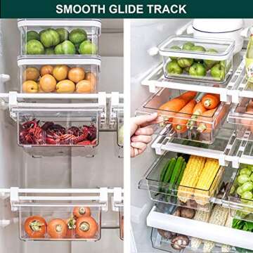 LALASTAR Fridge Drawers, 2-PACK Fridge Organizers and Storage Clear, Mini Refrigerator Organizer Bins with Handle, Fit for Fridge Shelf Under 0.6" (1-grid)