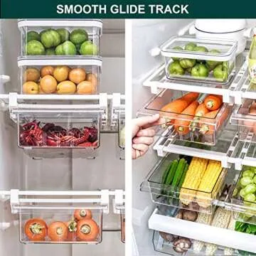 LALASTAR Fridge Drawers, 2-PACK Fridge Organizers and Storage Clear, Mini Refrigerator Organizer Bins with Handle, Fit for Fridge Shelf Under 0.6" (1-grid)