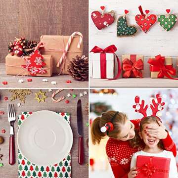 Tatuo 40 Pieces Cotton Quilting Bundle Squares Fat Quarters Precut Sewing Fabric Patchwork Christmas Tree Snowflake Printed Fabric Scraps for Christmas Dress Apron Crafts DIY, 10 x 10 Inch