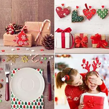 Tatuo 40 Pieces Cotton Quilting Bundle Squares Fat Quarters Precut Sewing Fabric Patchwork Christmas Tree Snowflake Printed Fabric Scraps for Christmas Dress Apron Crafts DIY, 10 x 10 Inch