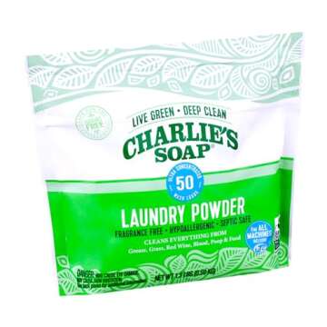 Charlie’s Soap Laundry Powder (50 Loads, 1 Pack) Hypoallergenic Deep Cleaning Washing Powder Detergent – Eco-Friendly, Safe, and Effective