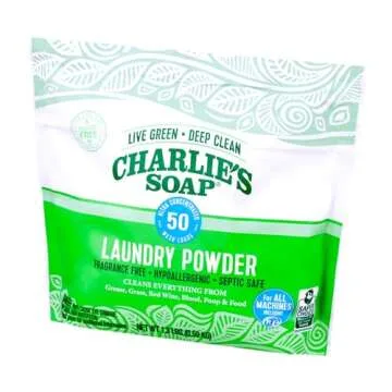 Charlie’s Soap Laundry Powder (50 Loads, 1 Pack) Hypoallergenic Deep Cleaning Washing Powder Detergent – Eco-Friendly, Safe, and Effective