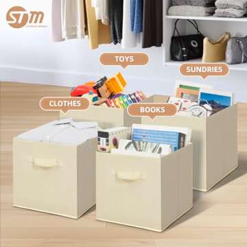 STORAGE MANIAC Storage Cubes, Collapsible Storage Bins with Handles, 6 Pack Fabric Foldable Bins for...