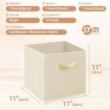 STORAGE MANIAC Storage Cubes, Collapsible Storage Bins with Handles, 6 Pack Fabric Foldable Bins for Organization, Durable Storage Bins for Closet, Shelves, Offices, Toys, 11 Inch