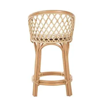 Kouboo Rattan Criss-Cross Height Counter Stool - Modern Stool with Back, Stools for Kitchen Counter Perfect for Cafes & Home Decor, Kitchen & Dining Room Chairs, Light Brown