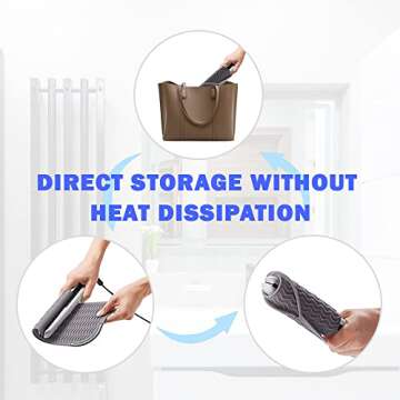 Heat Resistant Silicone Pouch for Curling Irons, Hair Straighteners, and Flat Irons - Travel-Friendly Design (Black+Grey)