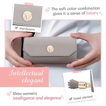 Vee Travel Jewelry Organizer, Roll Foldable Jewelry Case with Supple Leather for Multiple Bracelets, Earrings, Necklaces, Rings, Watch, Suitable for Journey (Grey)