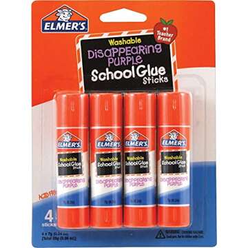 Elmer's E543 Washable School Glue Sticks - Disappearing Purple, 4/Pack