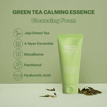 MIGUHARA] Green Tea Calming Essence Cleansing Foam Origin 120ml / 4.06 Fl Oz | Mild Formula Cleansing Foam, Soothing Care, Moisturizing | All ingredients graded EWG Green