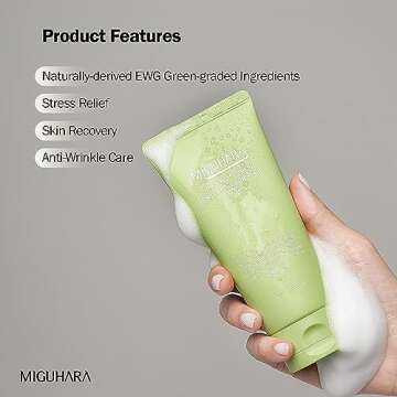 MIGUHARA] Green Tea Calming Essence Cleansing Foam Origin 120ml / 4.06 Fl Oz | Mild Formula Cleansing Foam, Soothing Care, Moisturizing | All ingredients graded EWG Green