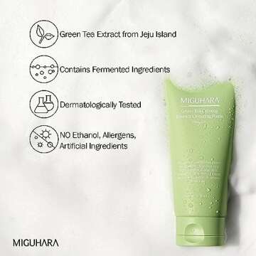 MIGUHARA] Green Tea Calming Essence Cleansing Foam Origin 120ml / 4.06 Fl Oz | Mild Formula Cleansing Foam, Soothing Care, Moisturizing | All ingredients graded EWG Green