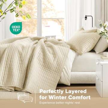 Comfort Spaces Queen Quilt-All Season Bedding, Ivory Bedspread with Double Sided Stitching Design, Soft Summer Blanket Matching Shams Coverlet Kienna Collection (102"x118") 3 Piece