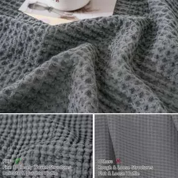 PHF 100% Cotton Waffle Weave Euro Shams 26" x 26", No Filling, 2 Pack Elegant Home Decorative Euro Throw Pillow Covers for Bed Couch Sofa, Charcoal Grey