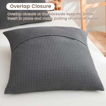 PHF 100% Cotton Waffle Weave Euro Shams 26" x 26", No Filling, 2 Pack Elegant Home Decorative Euro Throw Pillow Covers for Bed Couch Sofa, Charcoal Grey