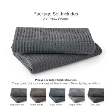 PHF 100% Cotton Waffle Weave Euro Shams 26" x 26", No Filling, 2 Pack Elegant Home Decorative Euro Throw Pillow Covers for Bed Couch Sofa, Charcoal Grey