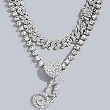 DLSIXNCO Cuban Link Chain Women Jewelry 2PCS Set