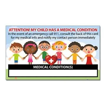 TLC Safety By Design My Child Has a Medical Condition Set of 2 Medical Alert In Case of Emergency Identification Cards with Sealable Pouches and Luggage Loops (Qty. 2 w/Sealable Pouches)