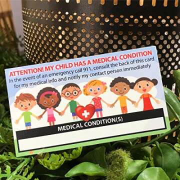 TLC Safety By Design My Child Has a Medical Condition Set of 2 Medical Alert In Case of Emergency Identification Cards with Sealable Pouches and Luggage Loops (Qty. 2 w/Sealable Pouches)